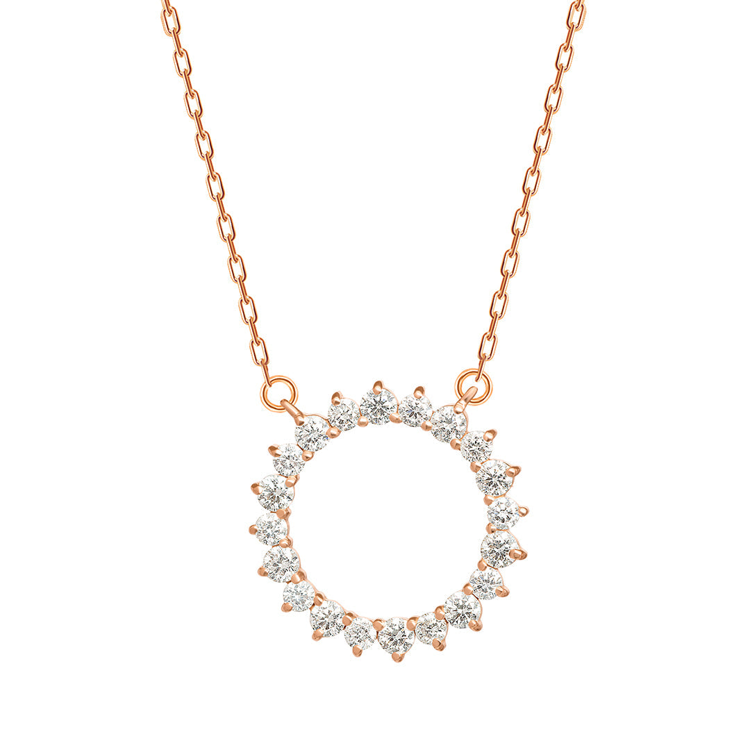 Barq Circle Rose Gold Diamond Necklace - Samra Jewellery - Diamond Jewellery - BARQ