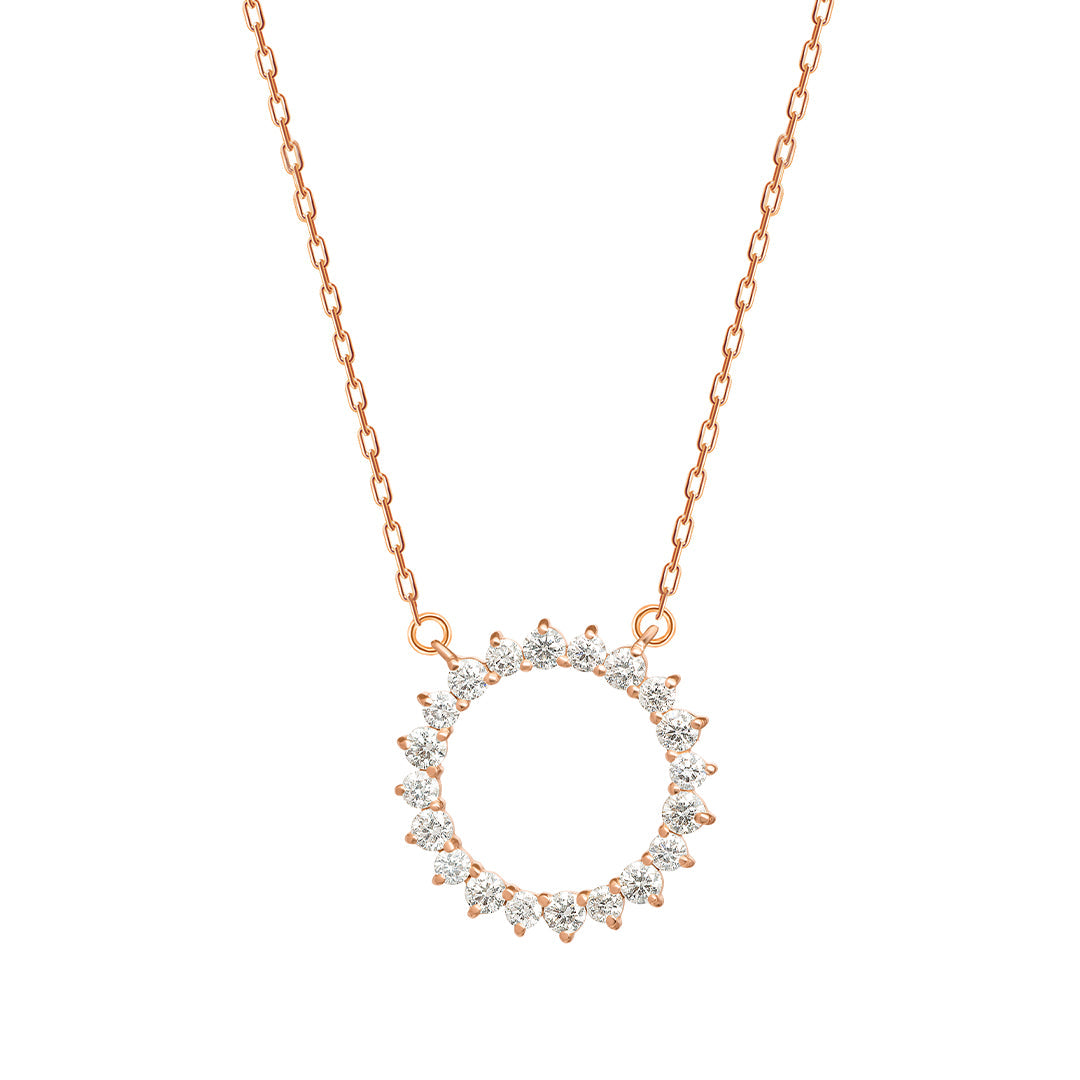 Barq Circle Rose Gold Diamond Necklace - Samra Jewellery - Diamond Jewellery - BARQ