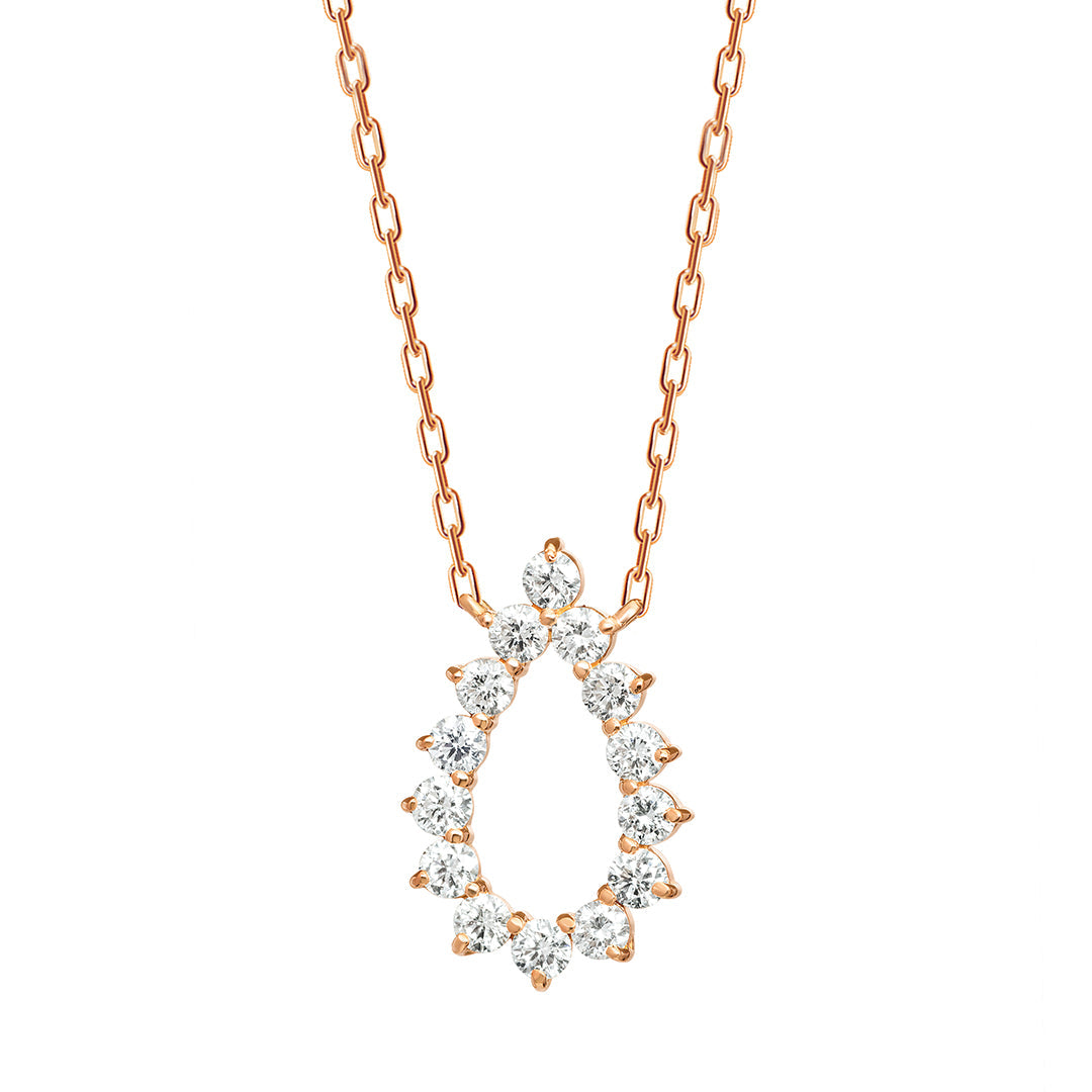 Barq Drop Rose Gold Diamond Necklace - Samra Jewellery - Diamond Jewellery - BARQ