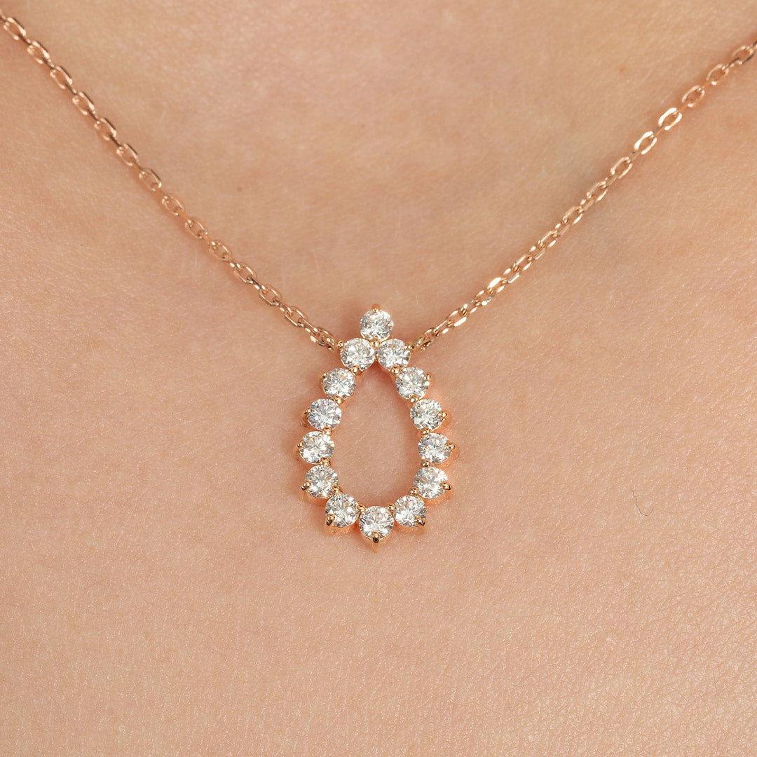 Barq Drop Rose Gold Diamond Necklace - Samra Jewellery - Diamond Jewellery - BARQ