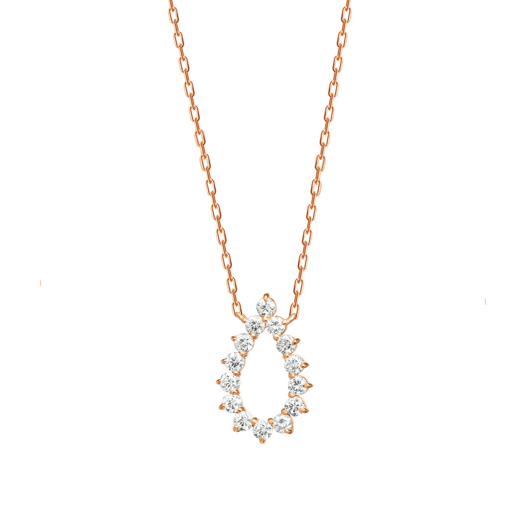 Barq Drop Rose Gold Diamond Necklace - Samra Jewellery - Diamond Jewellery - BARQ