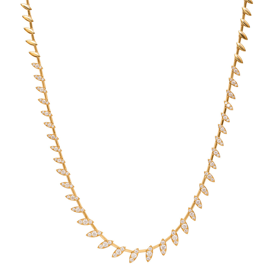 Barq Marquise Yellow Gold Diamond  Necklace - Samra Jewellery - Diamond Jewellery - BARQ