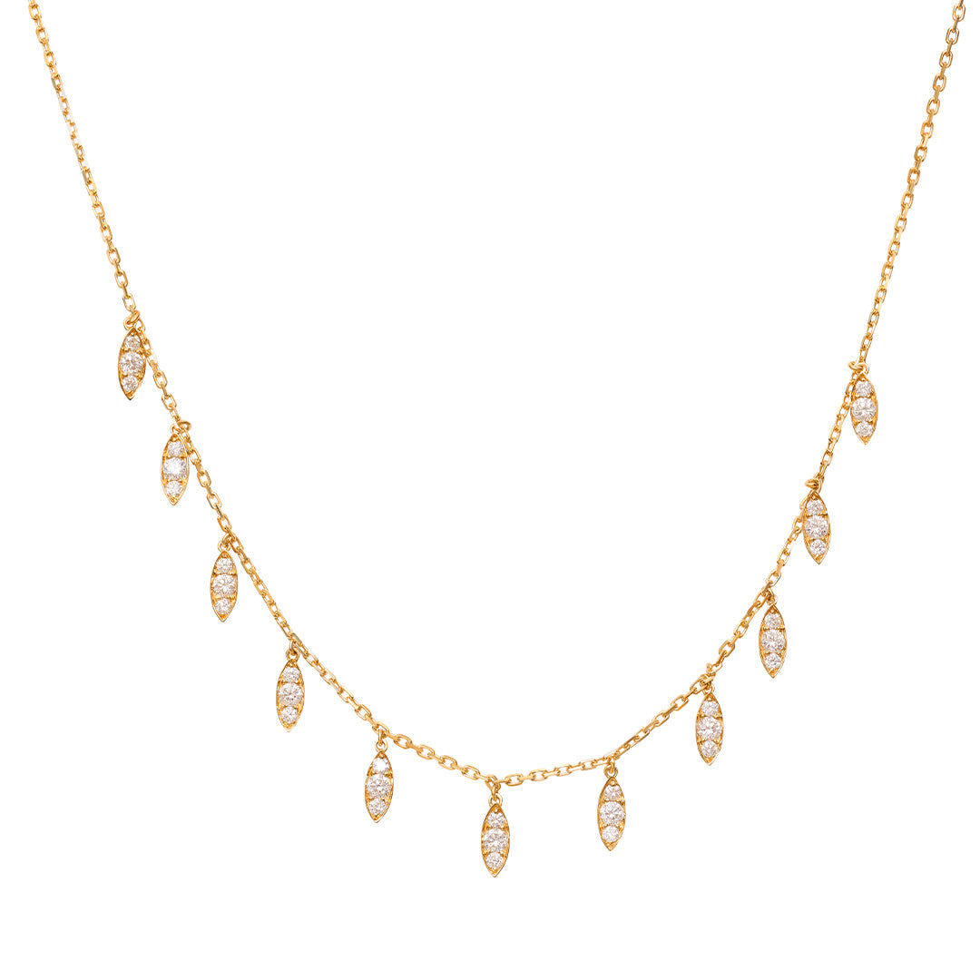 Barq Marquise Yellow Gold Diamond Dangling Necklace - Samra Jewellery - Diamond Jewellery - BARQ