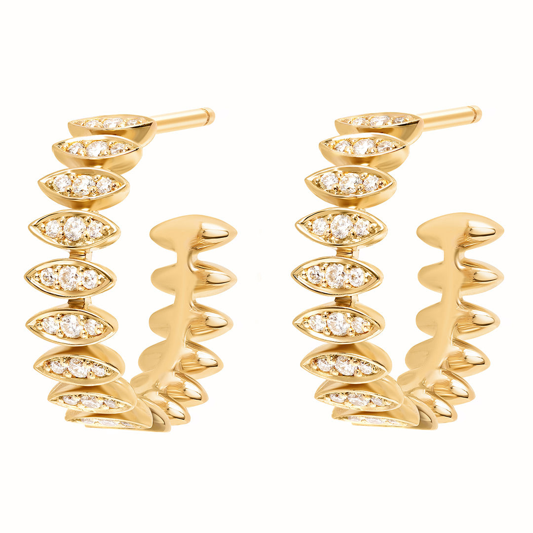 Barq Marquise Yellow Gold Diamond Large Earring - Samra Jewellery - Diamond Jewellery - BARQ