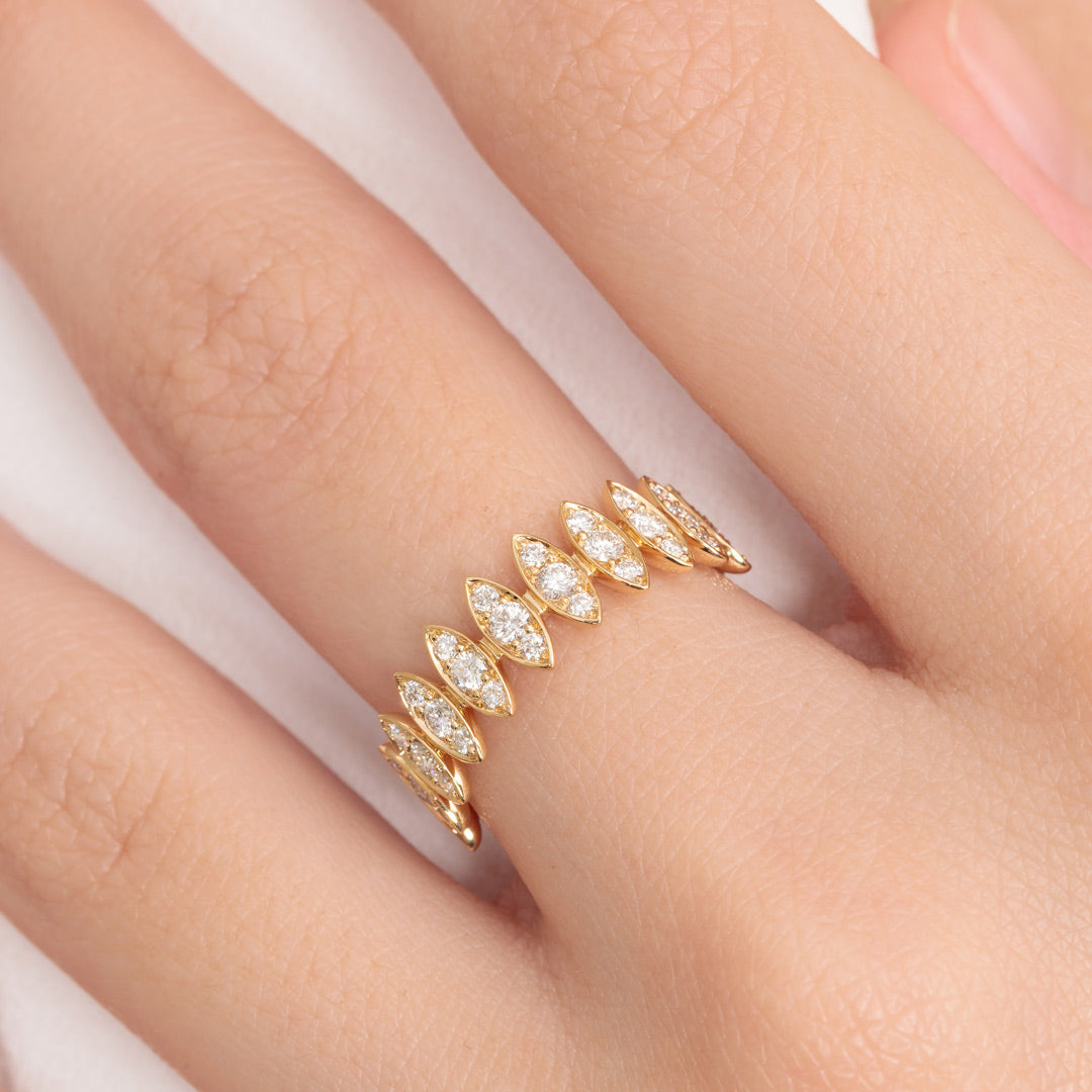 Barq Marquise Yellow Gold Diamond Large Ring - Samra Jewellery - Diamond Jewellery - BARQ