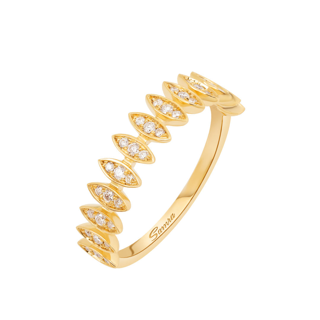 Barq Marquise Yellow Gold Diamond Small Ring - Samra Jewellery - Diamond Jewellery - BARQ