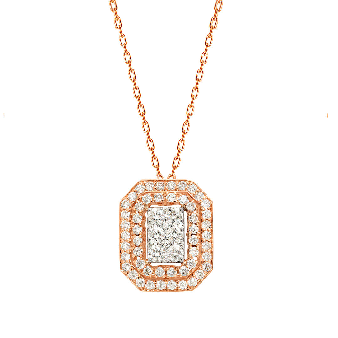 Barq Octagon Rose White Gold Diamond Necklace - Samra Jewellery - Diamond Jewellery - BARQ