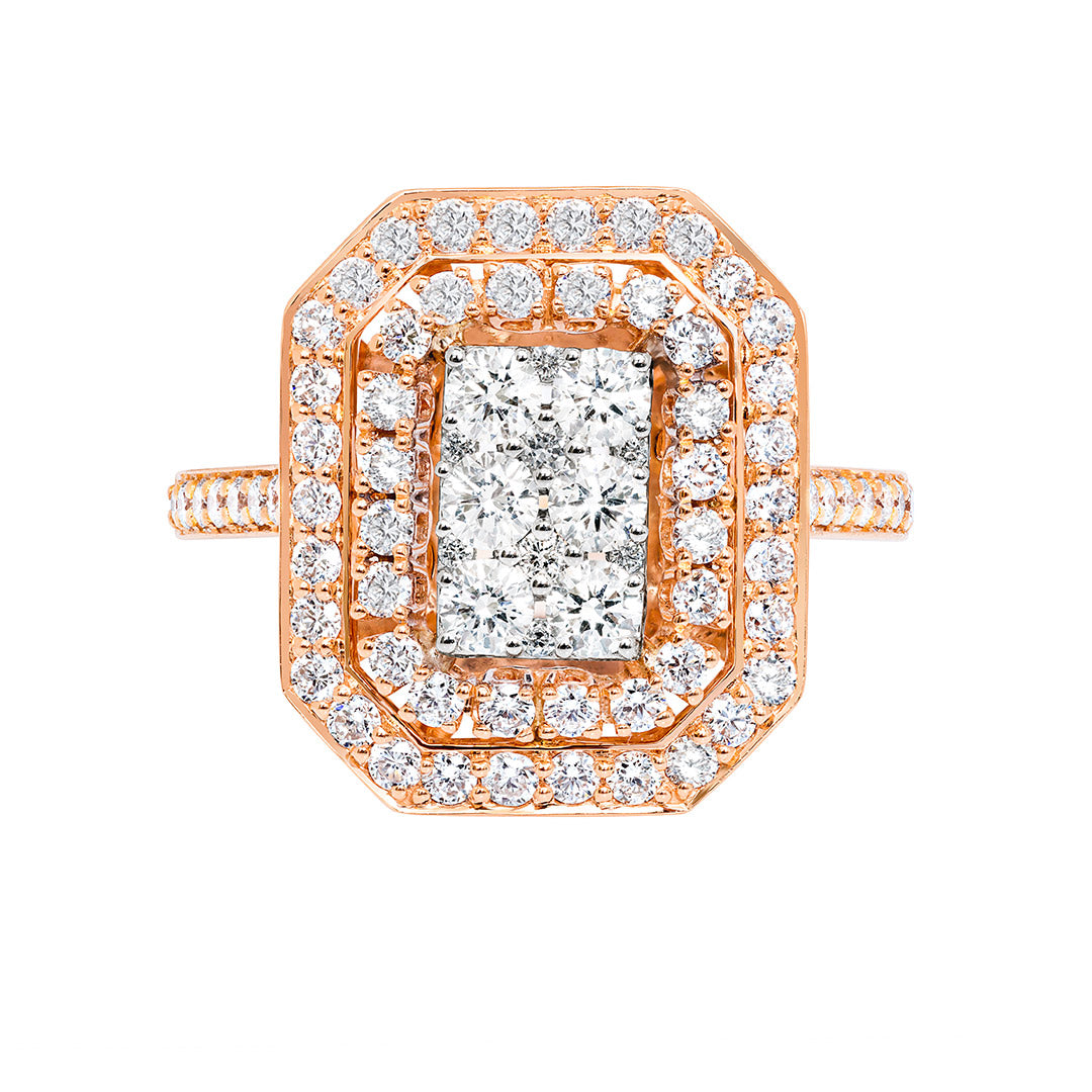 Barq-Octagon-Rose-White-Gold-Diamond-Ring - Samra Jewellery - Diamond Jewellery - BARQ