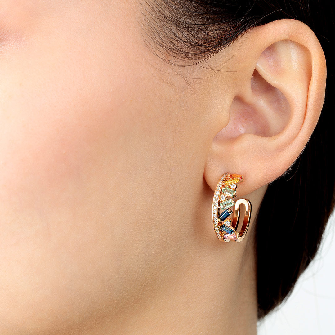 Noor Rose Gold Diamond Sapphire Earring - Samra Jewellery - Diamond Jewellery - NOOR