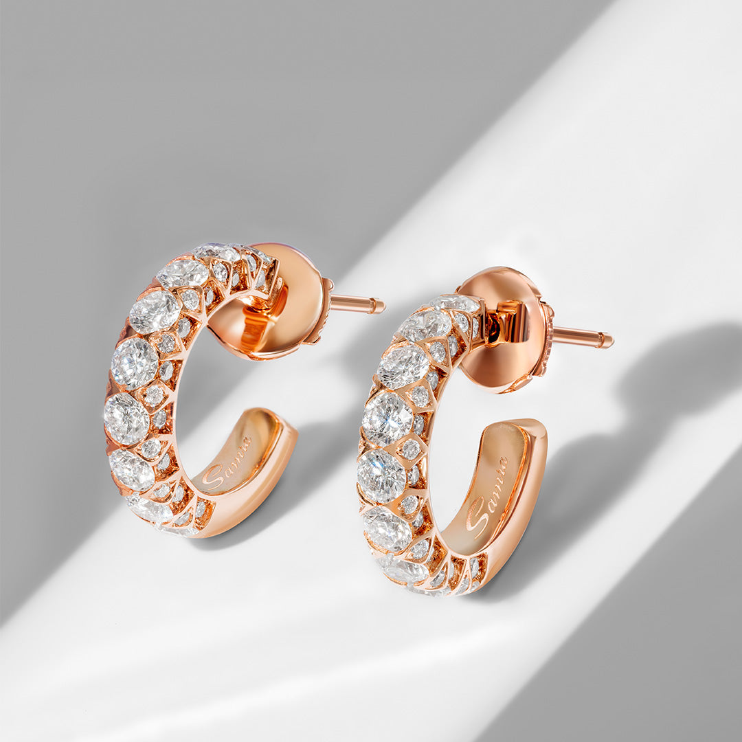 Thalj Rose Gold Diamond Hoop Earring - Samra Jewellery - Diamond Jewellery - THALJ