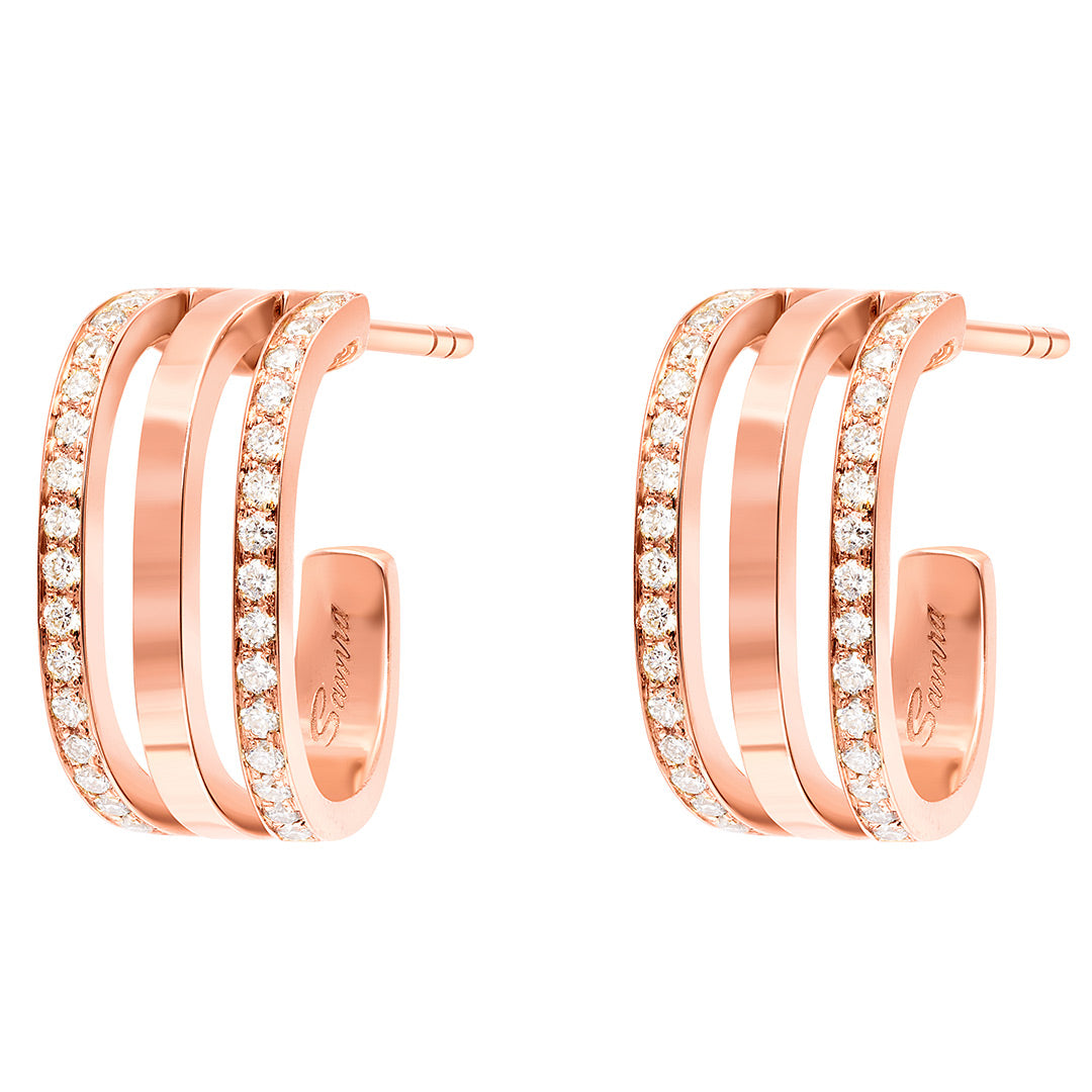 Wid Rose Gold Diamond Triple Earrings - Samra Jewellery - Diamond Jewellery - WID