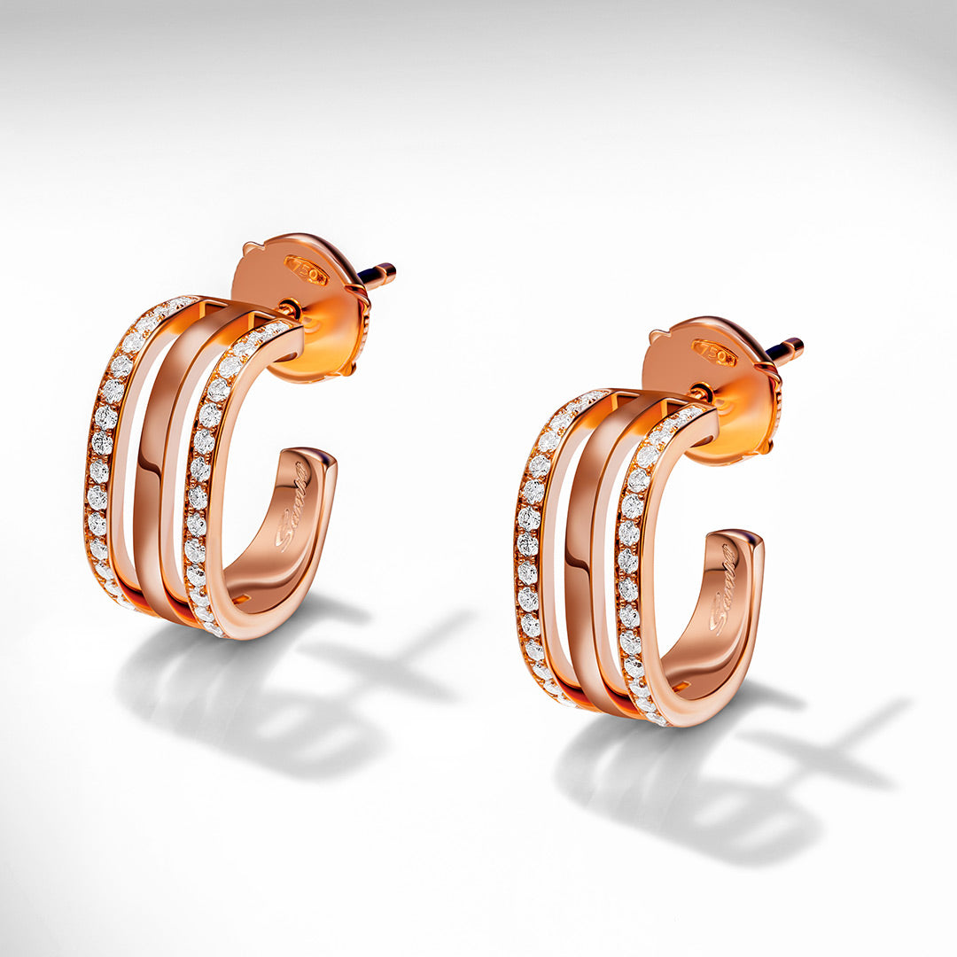 Wid Rose Gold Diamond Triple Earrings - Samra Jewellery - Diamond Jewellery - WID