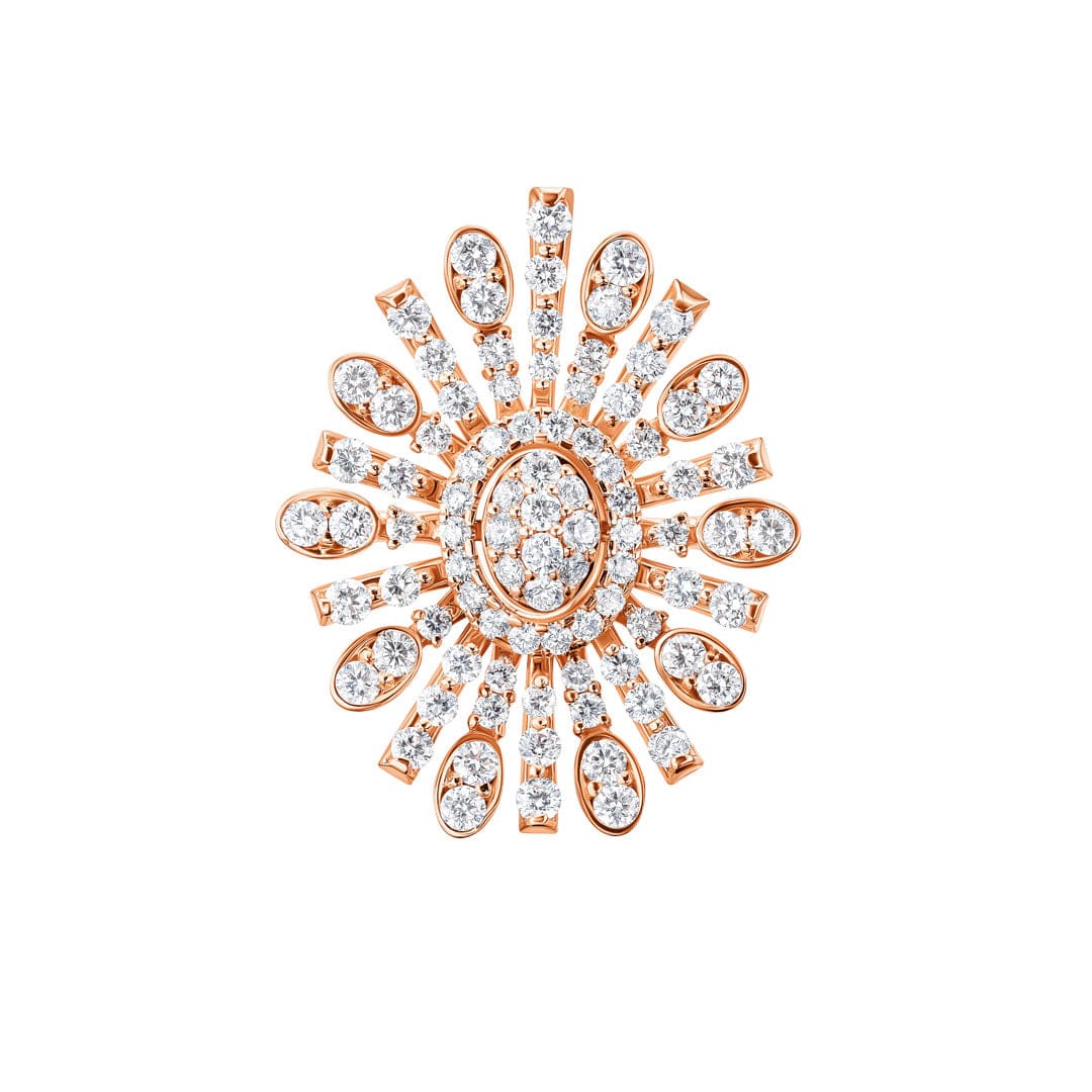 Barq Oval Rose Gold Diamond Brooch Necklace - Samra Jewellery - Diamond Jewellery - BARQ