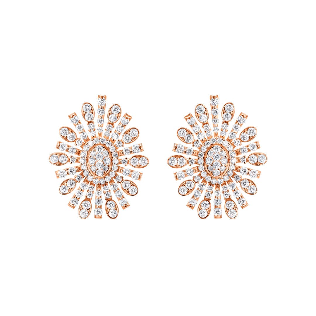 Barq Oval Rose Gold Diamond Earring - Samra Jewellery - Diamond Jewellery - BARQ