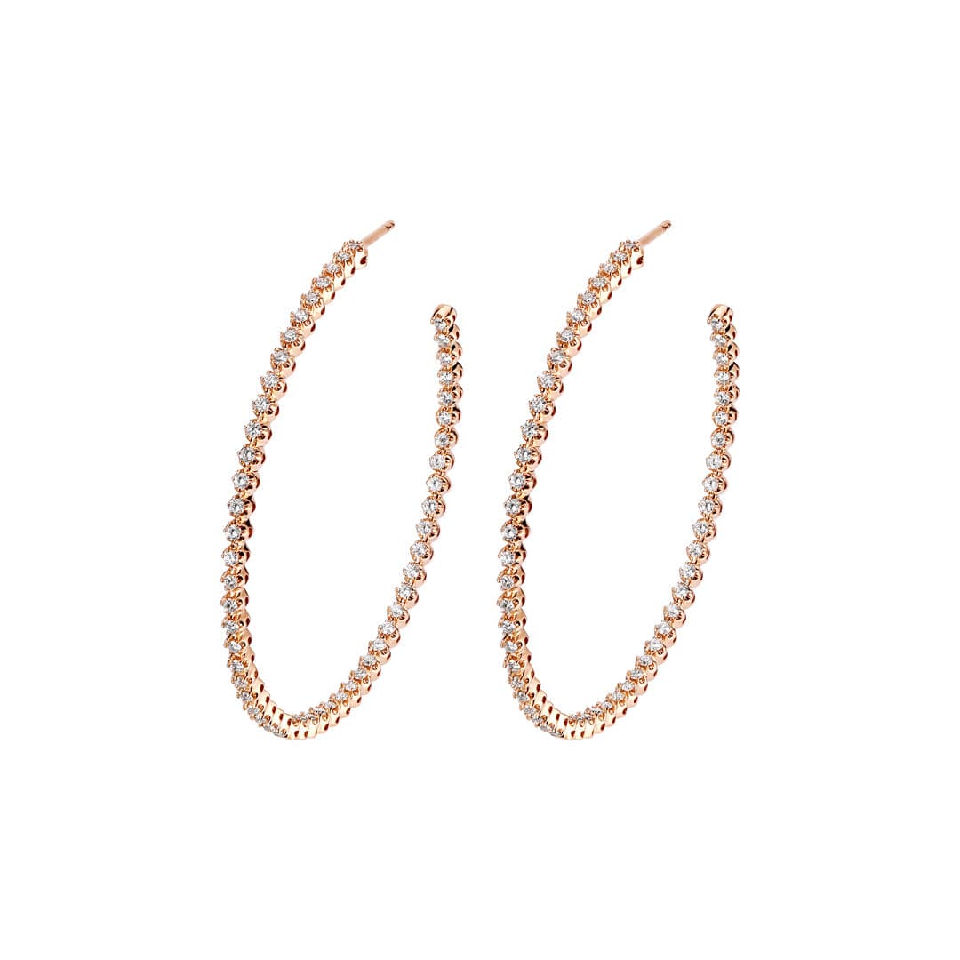 Barq Rose Gold Brilliant Diamond Large Hoop Earring - Samra Jewellery - Diamond Jewellery - BARQ