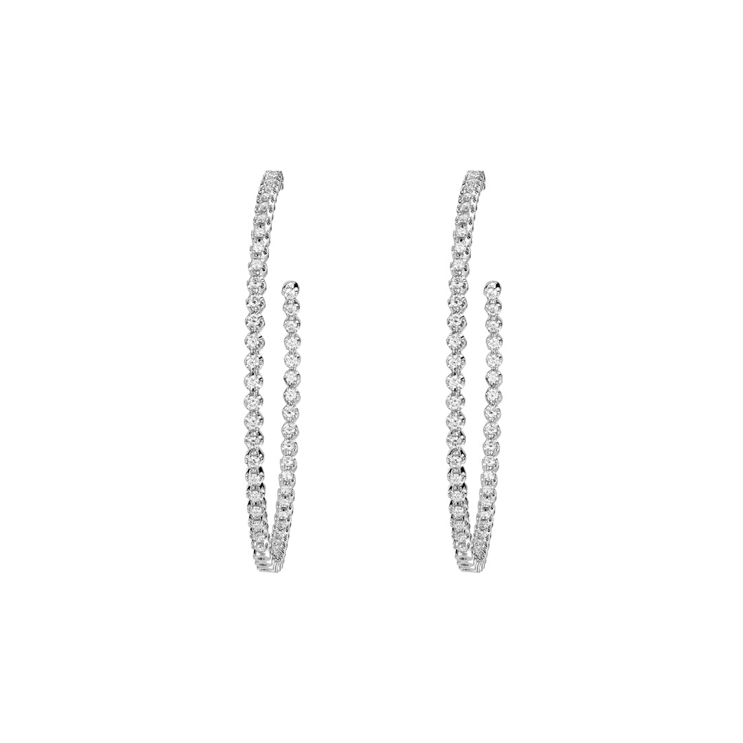 Barq White Gold Brilliant Diamond Large Hoop Earring - Samra Jewellery - Diamond Jewellery - BARQ