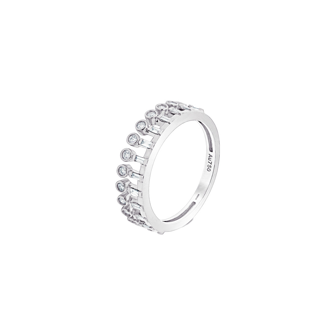 Barq White Gold Diamond Crown Ring - Samra Jewellery - Diamond Jewellery - BARQ