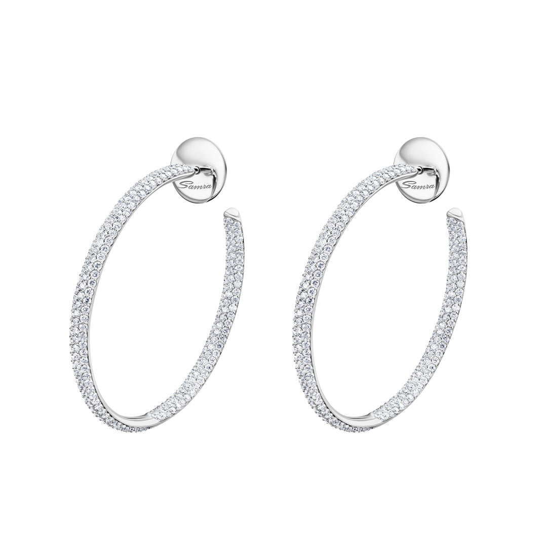 Barq White Gold Diamond Large Hoop Earring - Samra Jewellery - Diamond Jewellery - BARQ