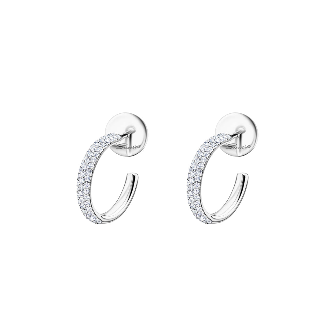 Barq White Gold Diamond Small Hoop Earring - Samra Jewellery - Diamond Jewellery - BARQ