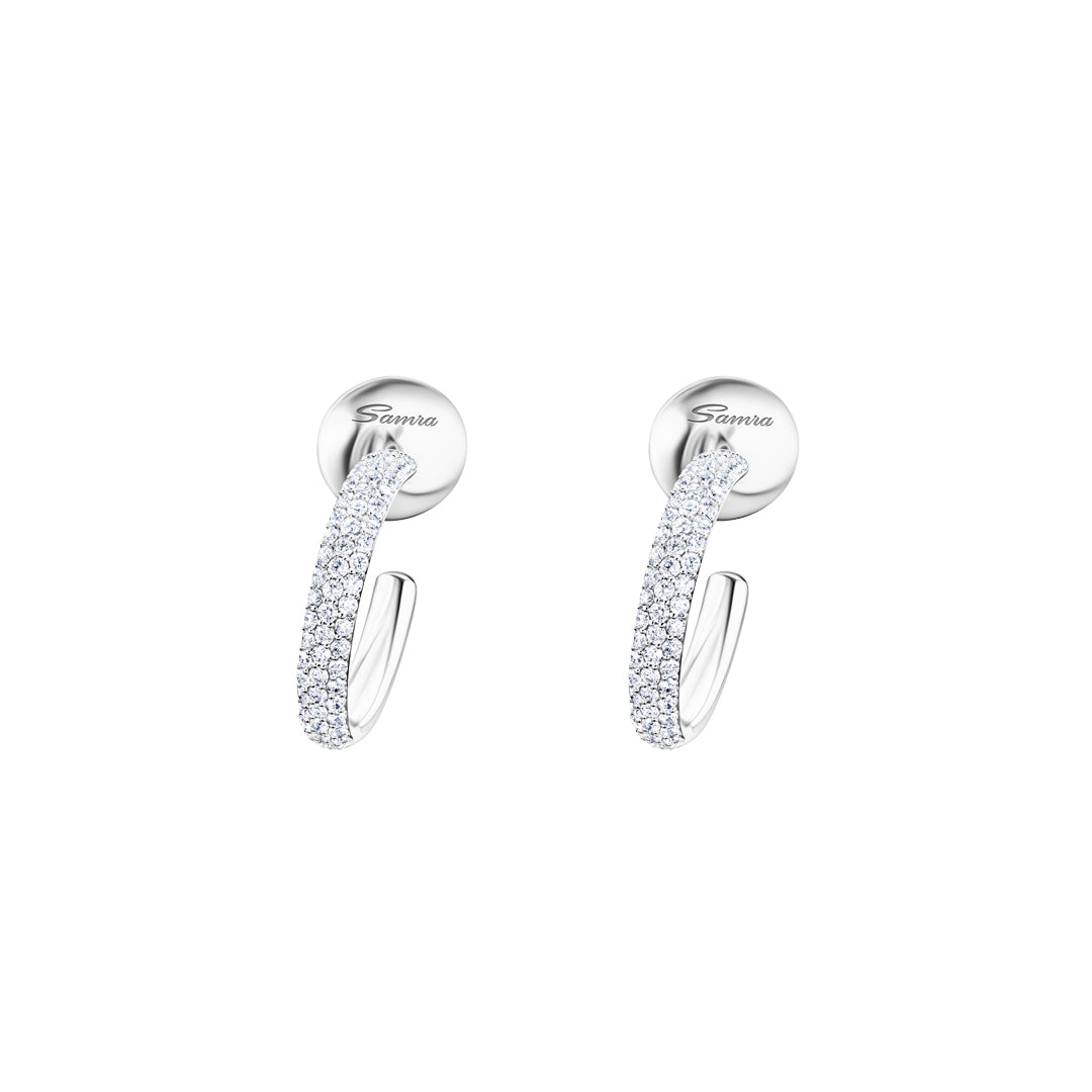 Barq White Gold Diamond Small Hoop Earring - Samra Jewellery - Diamond Jewellery - BARQ