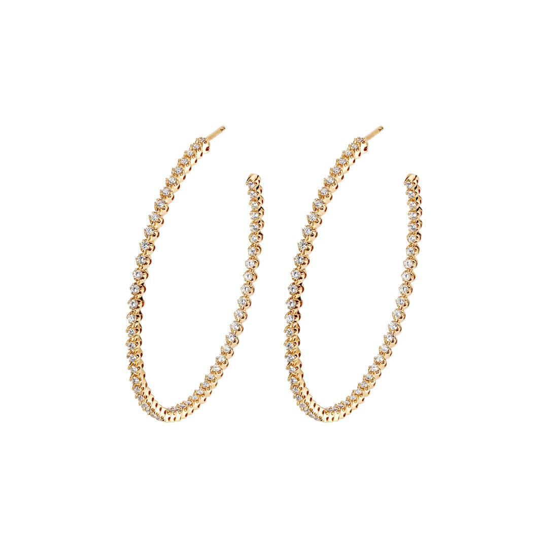 Barq Yellow Gold Brilliant Diamond Large Hoop Earring - Samra Jewellery - Diamond Jewellery - BARQ