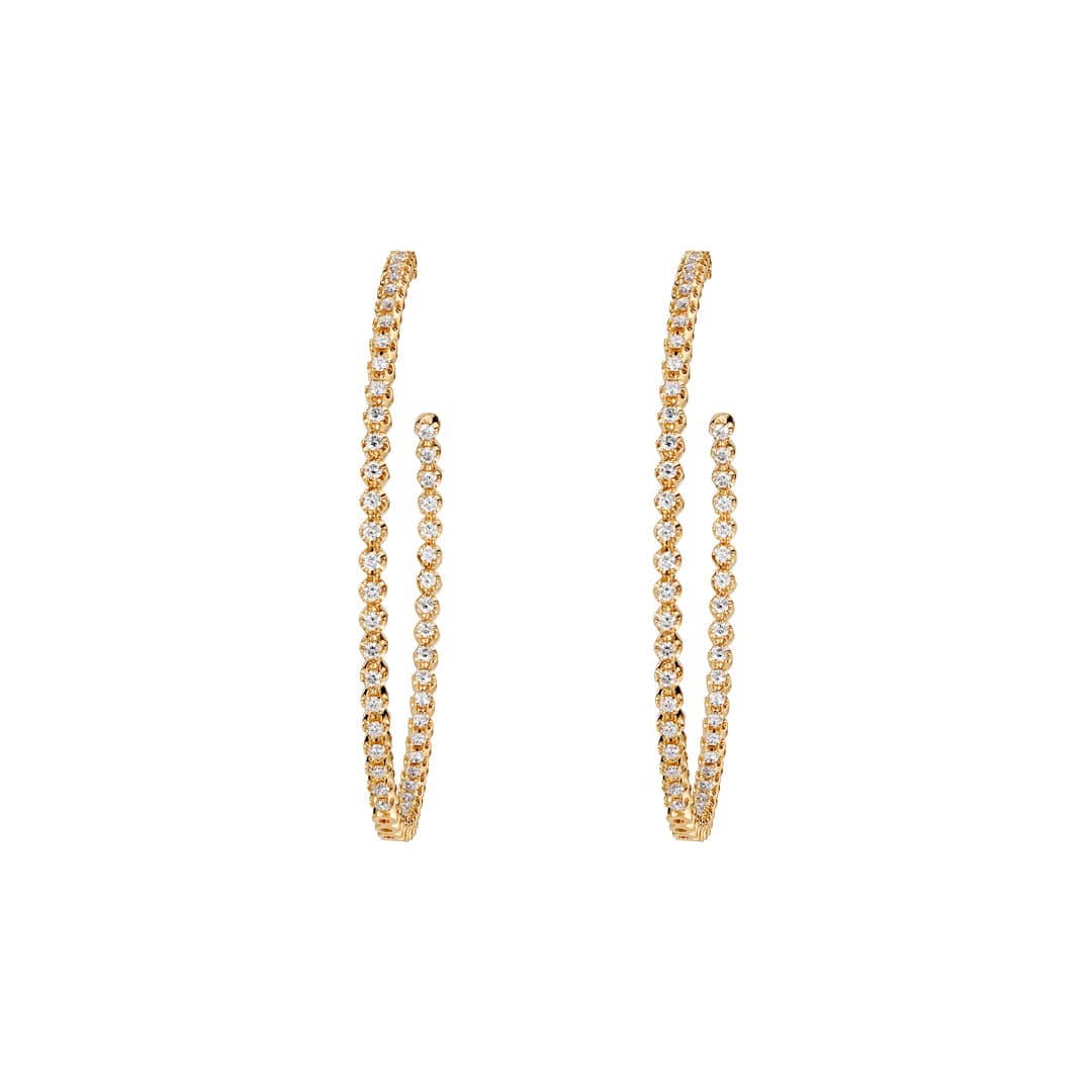 Barq Yellow Gold Brilliant Diamond Large Hoop Earring - Samra Jewellery - Diamond Jewellery - BARQ