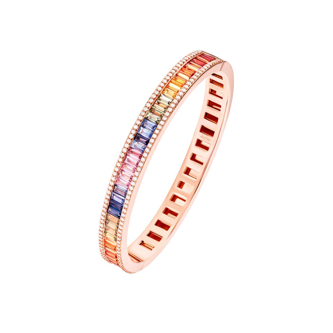 Kanz Rose Gold Baguette Sapphire Bangle - Samra Jewellery - Diamond Jewellery - KANZ