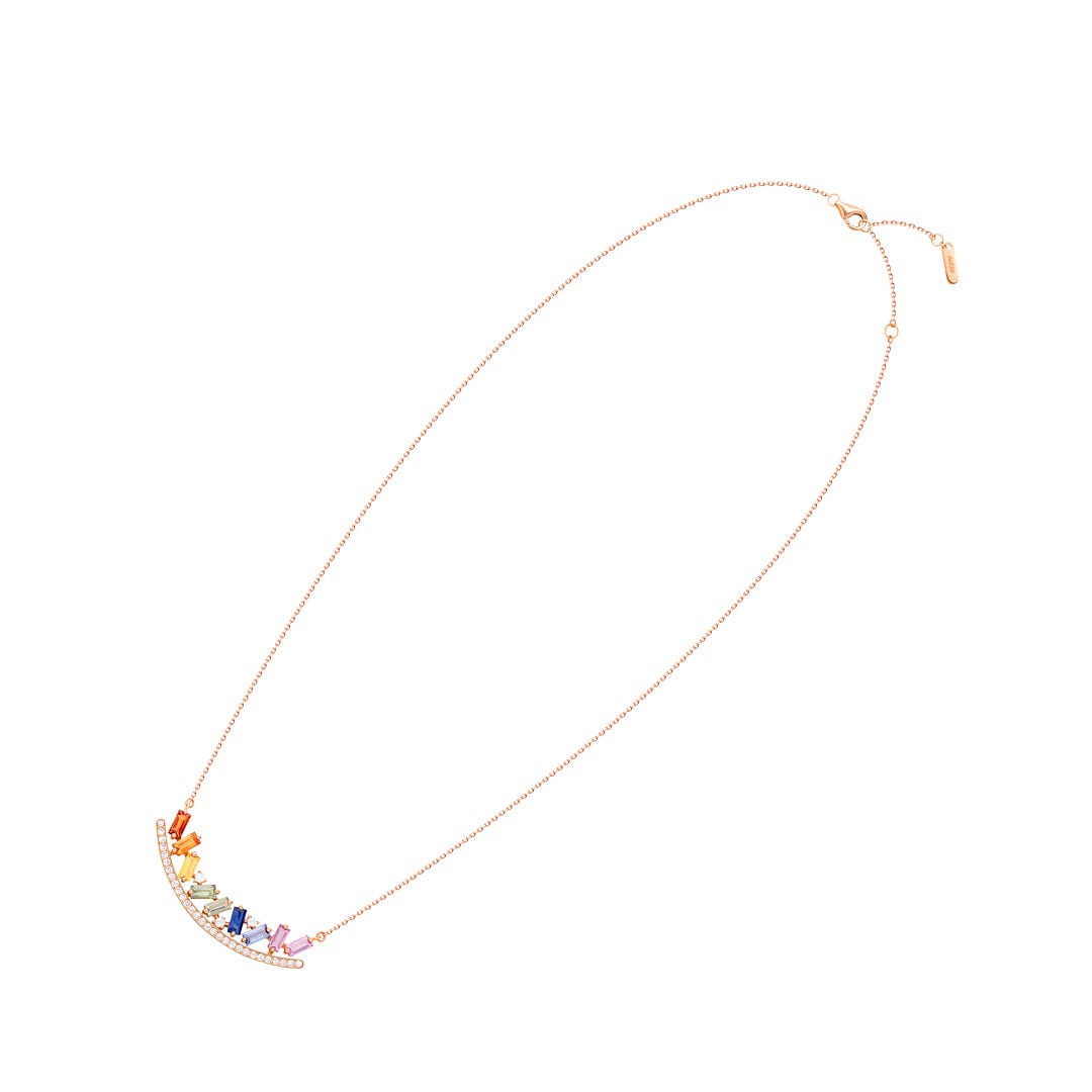 Kanz Rose Gold Baguette Sapphires Necklace - Samra Jewellery - Diamond Jewellery - KANZ