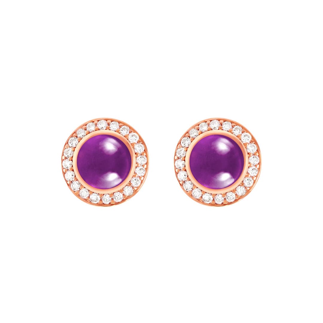 Kanz Rose Gold Diamond Amethyst Earring - Samra Jewellery - Diamond Jewellery - KANZ