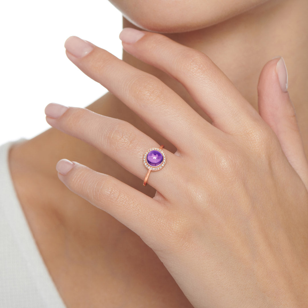 Kanz Rose Gold Diamond Amethyst Ring - Samra Jewellery - Diamond Jewellery - KANZ