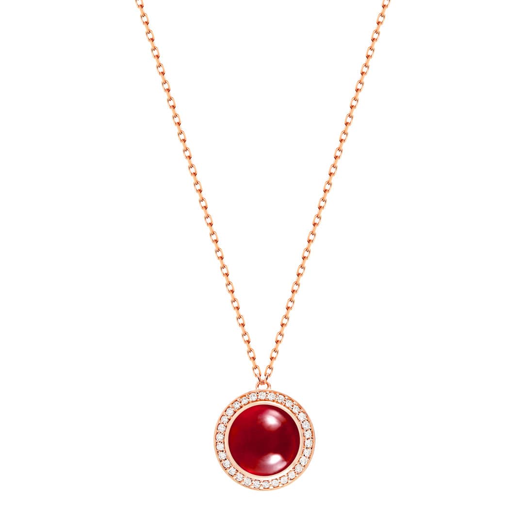 Kanz Rose Gold Diamond Rhodolite Necklace - Samra Jewellery - Diamond Jewellery - KANZ