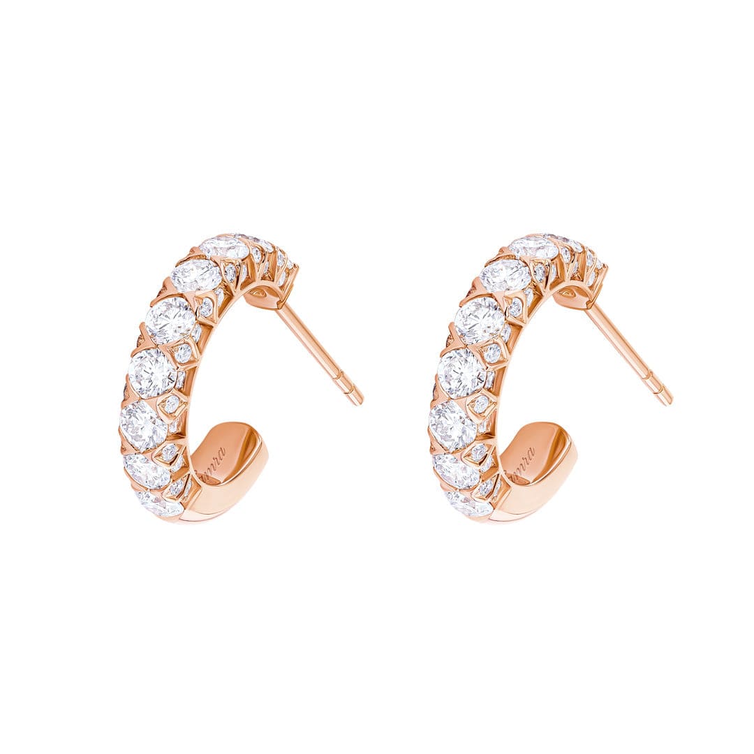 Thalj Rose Gold Diamond Hoop Earring - Samra Jewellery - Diamond Jewellery - THALJ